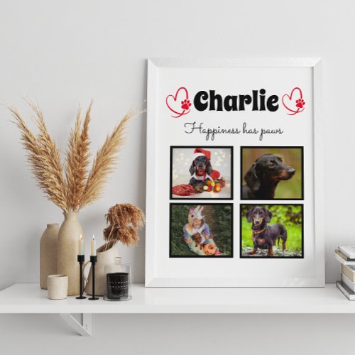 Custom 4 photo dog collage tabletop plaque