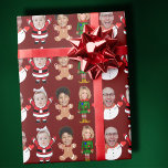 Custom 4 Photo Family Face Photo Christmas Gift  Wrapping Paper<br><div class="desc">Easy Custom 4 Photo Family Face Photo Christmas Gift for Family, Replace faces with your favorite photos (make sure to crop as much to the face as possible and use an app to remove the background) and personalize this funny Christmas Holiday Wrapping Paper with your kid, husband, or boyfriend on...</div>