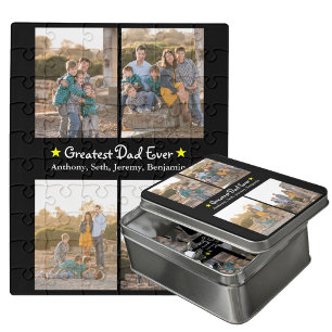 Custom 4 Photo Greatest Dad Ever Fathers Acrylic Jigsaw Puzzle