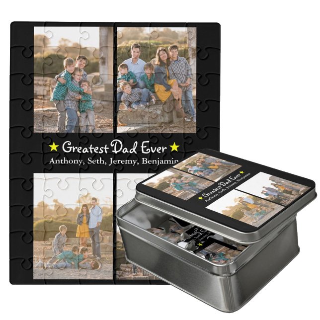 Custom 4 Photo Greatest Dad Ever Fathers Acrylic Jigsaw Puzzle (Creator Uploaded)