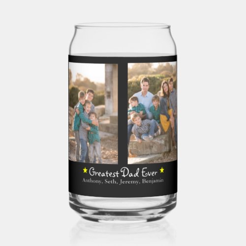 Custom 4 Photo Greatest Dad Ever Fathers Can Glass
