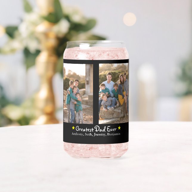 Custom 4 Photo Greatest Dad Ever Father's Can Glass (Insitu (Wedding))