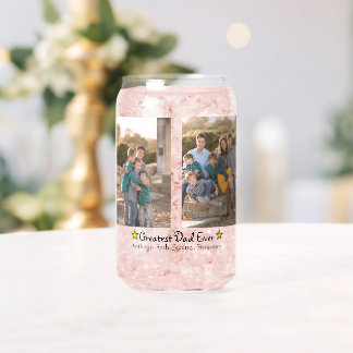 Custom 4 Photo Greatest Dad Ever Father's Clear Can Glass