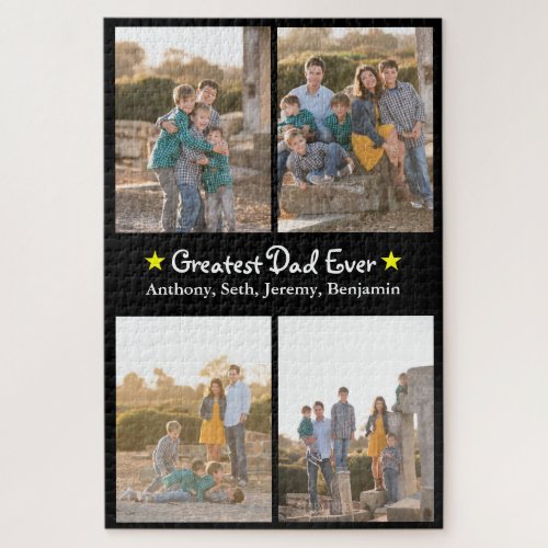 Custom 4 Photo Greatest Dad Ever Fathers Day LG Jigsaw Puzzle