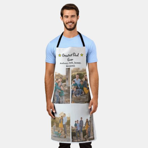 Custom 4 Photo Greatest Dad Ever Fathers Day Long Apron