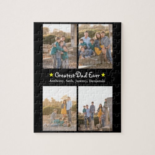 Custom 4 Photo Greatest Dad Ever Fathers Day SM Jigsaw Puzzle