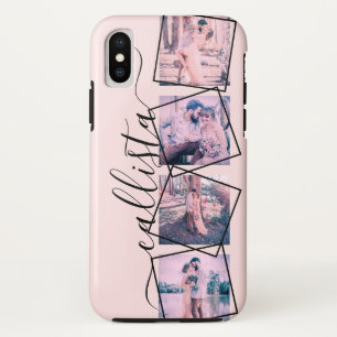 Custom 4 Photo Handwritten Monogram Name Couple iPhone X Case