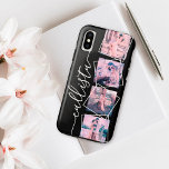 Custom 4 Photo Handwritten Monogram Name Couple iPhone X Case<br><div class="desc">This romantic, cool, and modern case is perfect for anyone who wishes to carry their loved one with them. It features four customizable photograph pictures. On top of the photos are white outlined twisted frames for a unique and contemporary touch. It also displays a place for a monogram name on...</div>