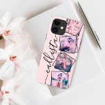 Custom 4 Photo Handwritten Monogram Name Couple iPhone 12 Pro Max Case<br><div class="desc">This romantic, cool, and modern case is perfect for anyone who wishes to carry their loved one with them. It features four customizable photograph pictures. On top of the photos are black outlined twisted frames for a unique and contemporary touch. It also displays a place for a monogram name on...</div>