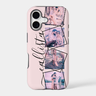 Custom 4 Photo Handwritten Monogram Name Couple iPhone 17 Case