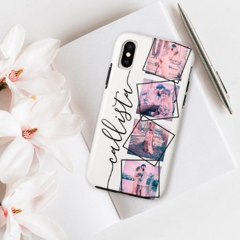 Custom 4 Photo Handwritten Monogram Name Family Iphone X Case by _LaFemme_ at Zazzle