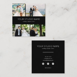 Custom 4 Photo Minimalist Photographer Black Square Business Card