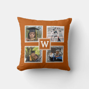 Custom 4 Photo Monogram GRADUATION Throw Pillow