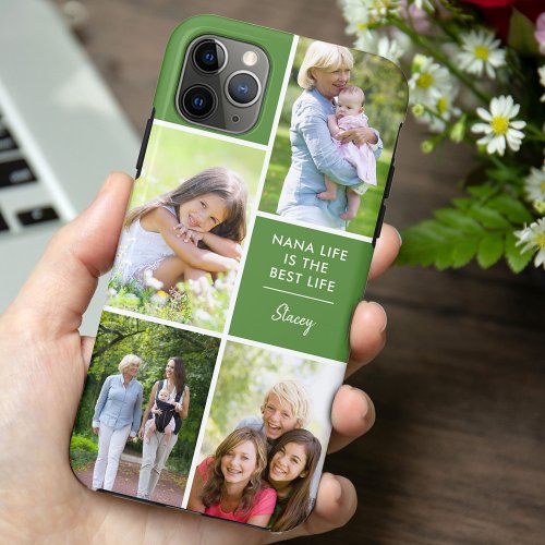 Custom 4 Photo Nana Life is the Best Life Green iPhone 11 Pro Max Case