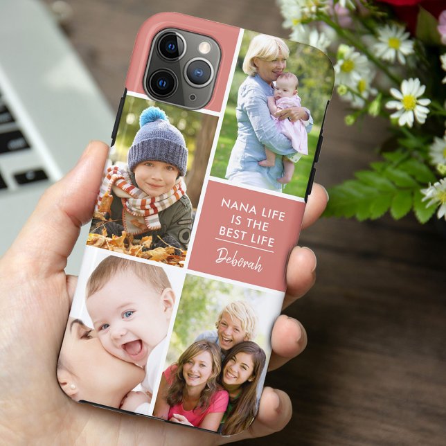 Custom 4 Photo Nana Life is the Best Life Sea Pink Case-Mate iPhone Case (Creator Uploaded)