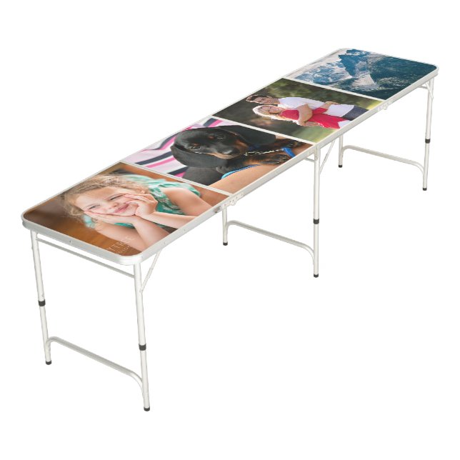 Custom 4 Photo Simple Family Kids Children Collage Beer Pong Table (Angled)