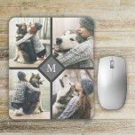 Custom 4-Photo Template with Monogram Mouse Pad<br><div class="desc">Show off 4 of your favorite photos with this custom photo-template mouse pad. It features your desired monogram initial in the center surrounded by 4 of your chosen photos that you load in place of the sample photos shown in the design template. It's a great way to enjoy favorite photos...</div>