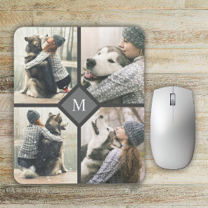 Custom 4-Photo Template with Monogram Mouse Pad