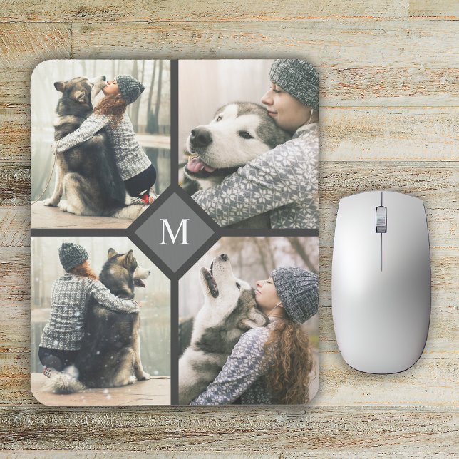 Custom 4-Photo Template with Monogram Mouse Pad (Creator Uploaded)