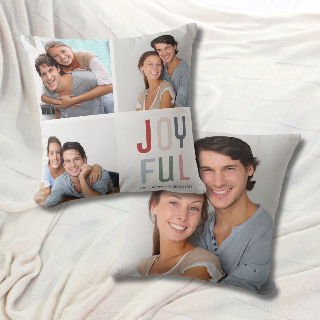 Custom 4 Photos Collage Christmas  Throw Pillow (Custom 4 Photos Collage Christmas Throw Pillow)