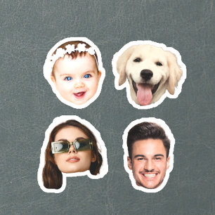 Custom 4 Photos Faces Waterproof Vinyl Stickers