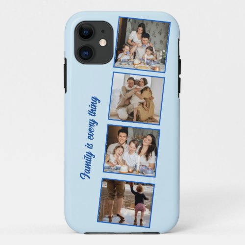 Custom 4 Photos Handwritten Monogram iPhone Case