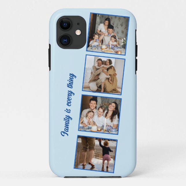 Custom 4 Photos Handwritten Monogram iPhone Case (Back)