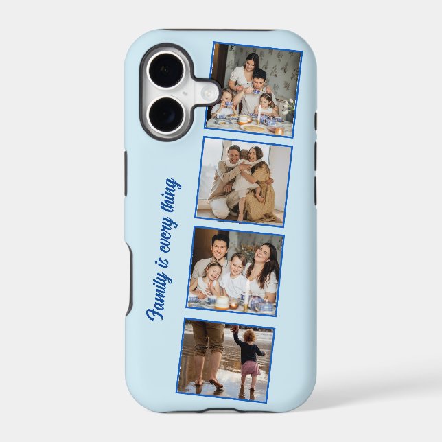 Custom 4 Photos Handwritten Monogram iPhone Case (Back)