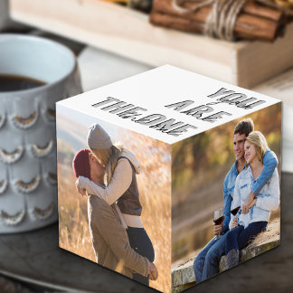 Custom 4 Picture You Are the One Romantic Photo Cube
