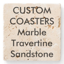 Custom 4" Real Stone Travertine Coasters Cork Back Custom 4" Real Stone Travertine Coasters Cork Back