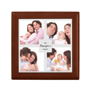 Custom 4 Section Family Photo Collage Square Frame Gift Box
