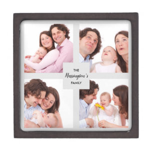 Custom 4 Section Family Photo Collage Square Frame Gift Box