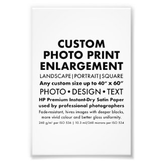 Custom 4"x6" Portrait Photo Enlargement Print