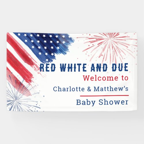 Custom 4th of July Baby Shower Red White Blue Banner