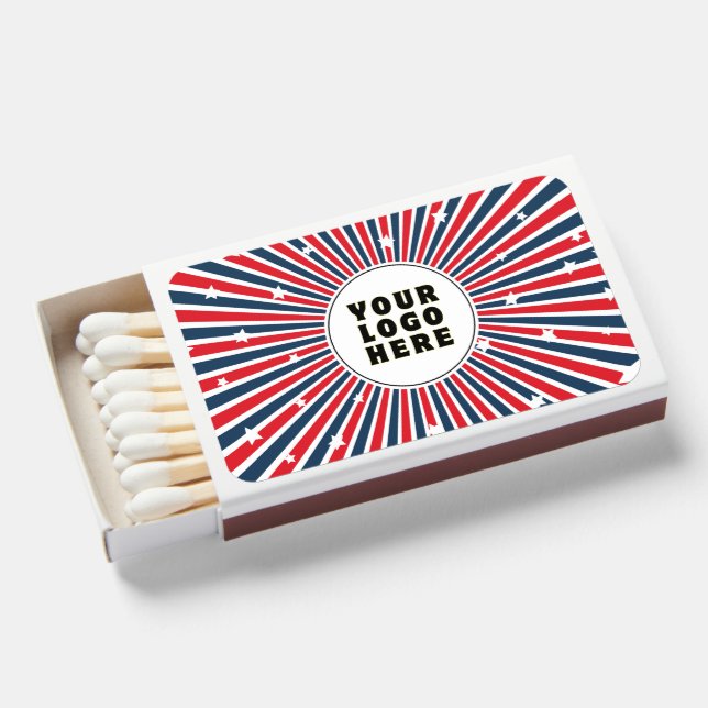 Custom 4th of July Company Logo Matchboxes (Front Open)