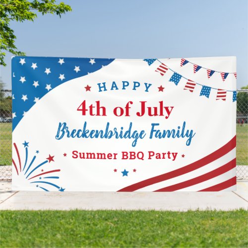 Custom 4th of July Family Summer BBQ Party Banner