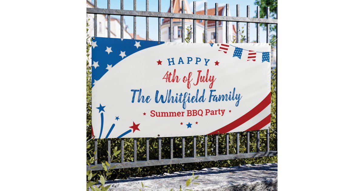 Custom 4th of July Family Summer BBQ Party Banner