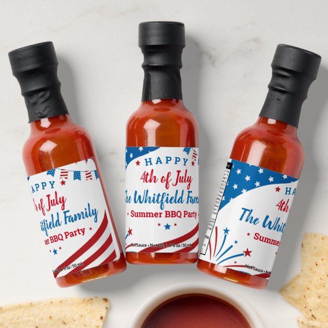 Custom 4th of July Family Summer BBQ Party Hot Sauces (Laydown)