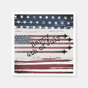 Custom 4th of July flag airplane Paper Napkins