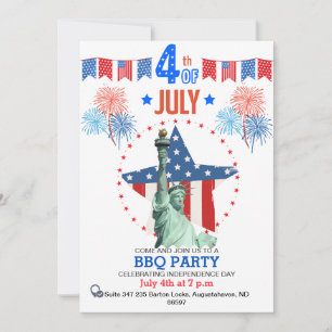 Custom 4th of July Invitation  Patriotic BBQ Party