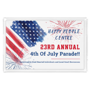 Custom 4th of July Parade Red White Blue Business Acrylic Tray