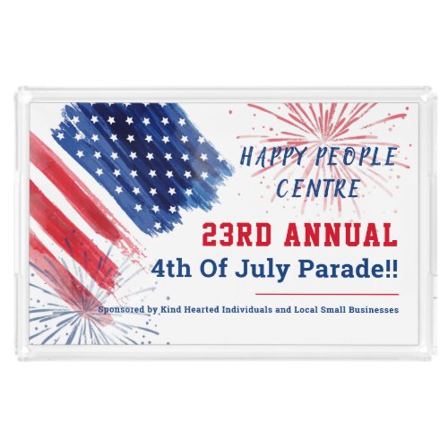 Custom 4th of July Parade Red White Blue Business Acrylic Tray