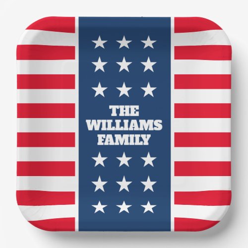 Custom 4th of July party stars and stripes patriot Paper Plates