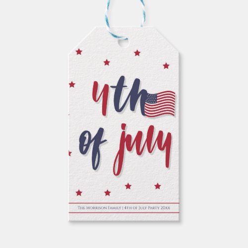 Custom 4th of July Patriotic US Flag Party Gift Tags