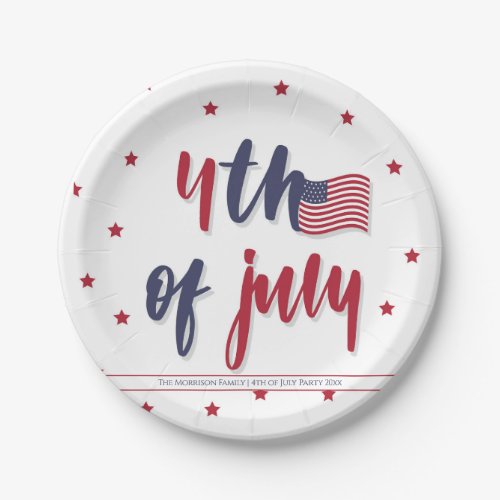 Custom 4th of July Patriotic US Flag Party Paper Plates