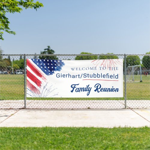 Custom 4th of July Red White Blue Family Reunion Banner