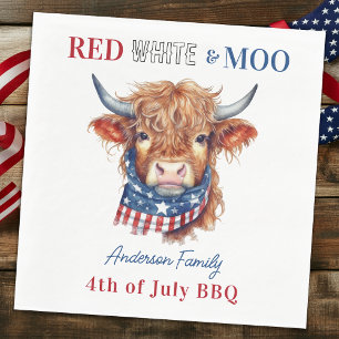 Custom 4th Of July Red White Blue Patriotic Cow Napkins