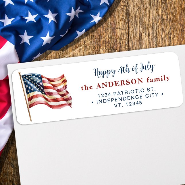 Custom 4th Of July US American Flag Return Address Label (Creator Uploaded)