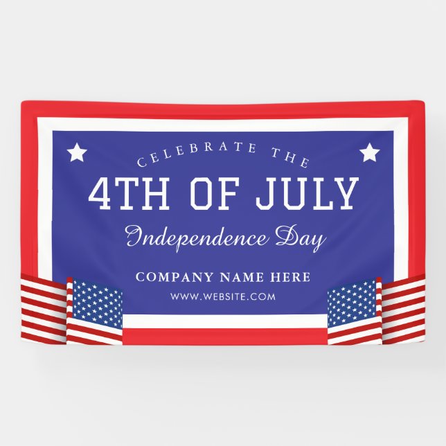 Custom 4th of July USA Flag Theme Business Banner (Horizontal)