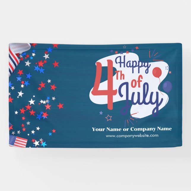 Custom 4th of July USA Flag Theme Business Banner (Horizontal)